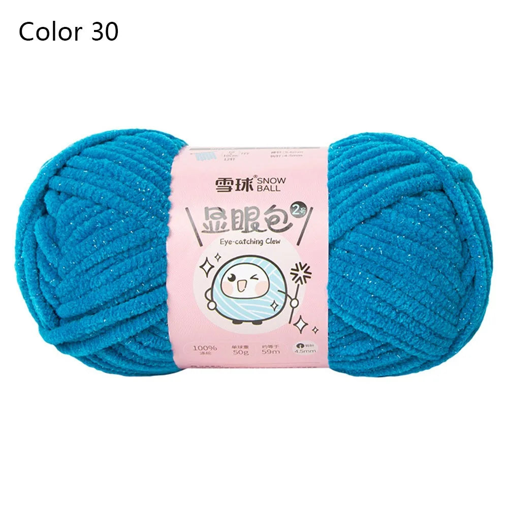 Soft Chenille Yarn 50g 59M 4.5mm – Shiny Chunky Knitting Yarn