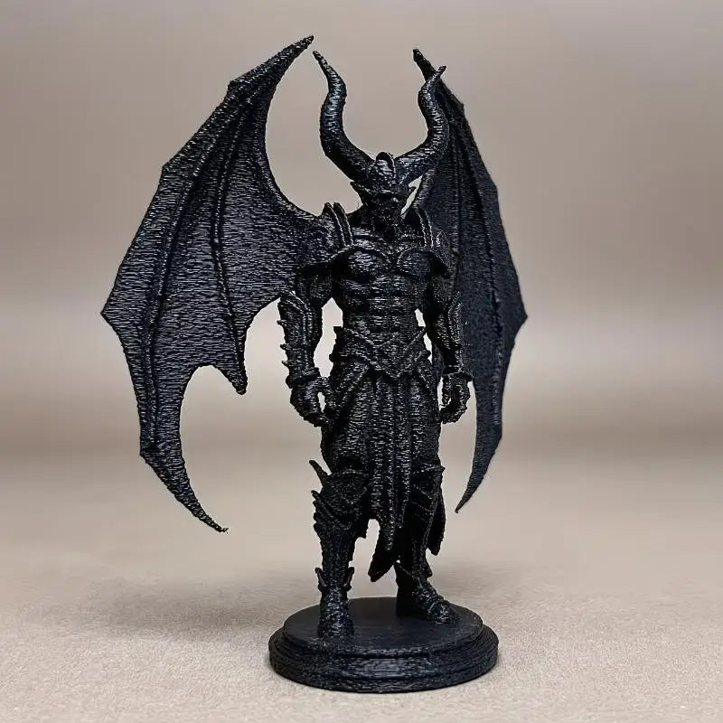 3D Printed Demon Warrior Figurine | Gothic Winged Devil Statue Decorative Figurine Nixie