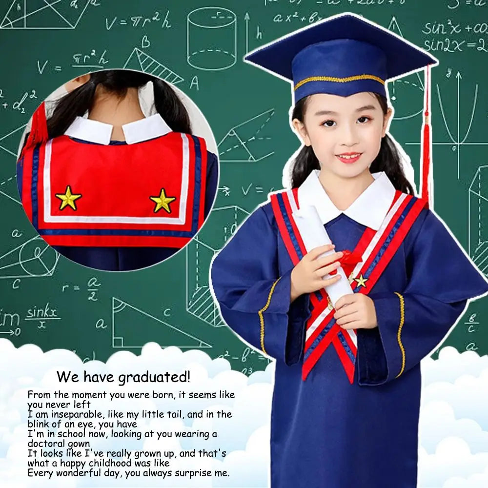 Kids Graduation Gown & Mortarboard Hat Set | Kindergarten Kids Graduation Gown Nixie