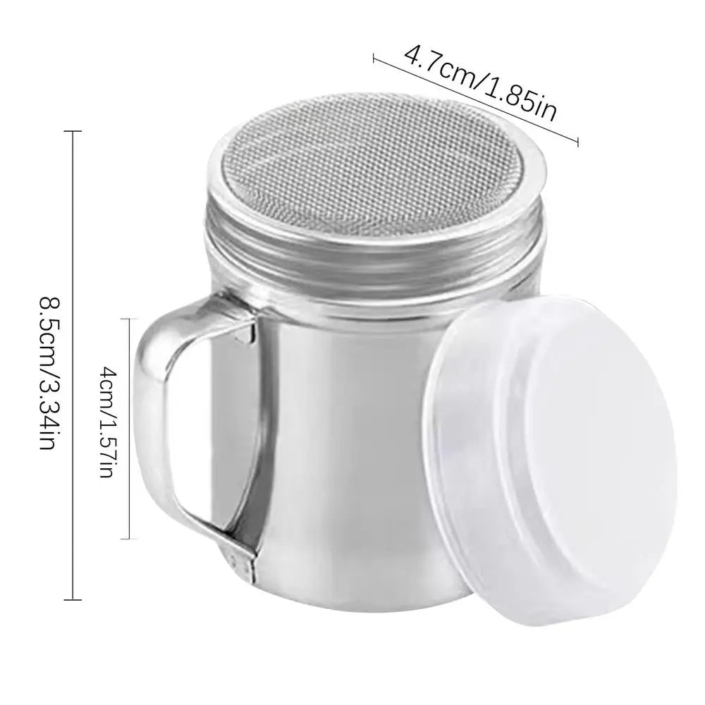 Stainless Steel Powdered Sugar & Spice Shaker with Handle Spice Shaker Nixie Silver