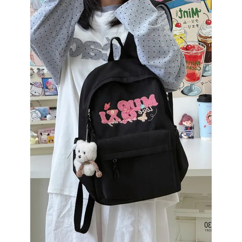 Embroidered College Backpack for Girls – Lightweight & Waterproof Embroidered Backpack Nixie