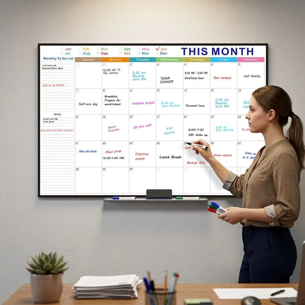 Reusable Dry Erase Monthly Planner Calendar Board 32x48in Whiteboard Planner Calendar Nixie