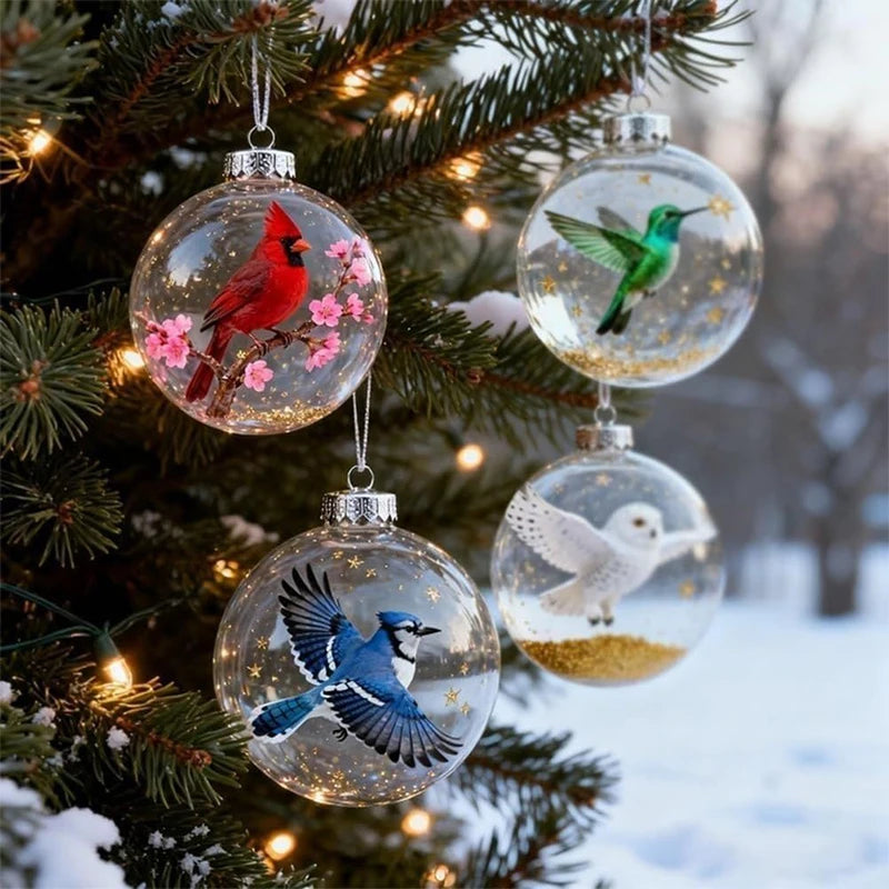 3D Hummingbird Christmas Ball Ornament – Clear Shatter-Resistant Christmas Tree Ornament Nixie