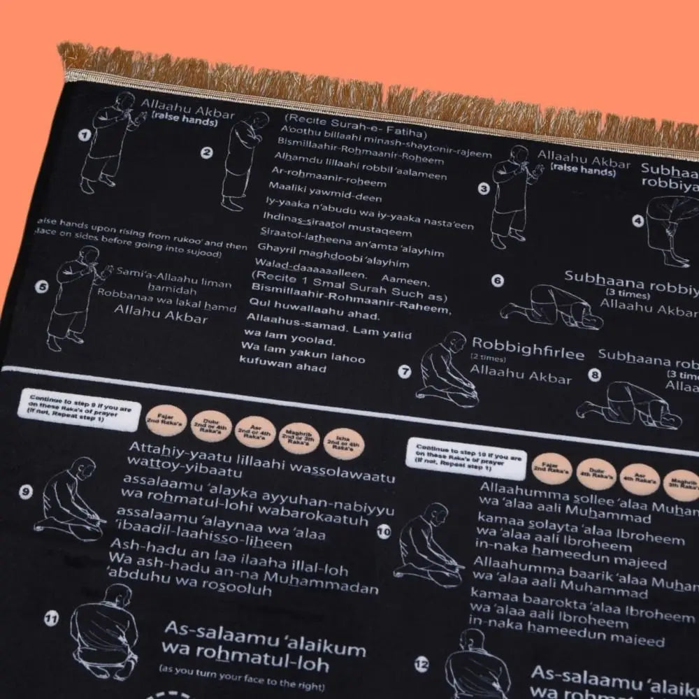 Foldable Educational Prayer Mat – Bilingual Visual Guide, Non-Slip Educational Prayer Mat Nixie