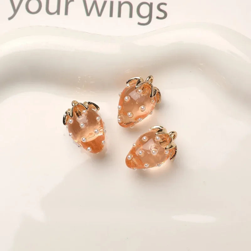 Resin Strawberry Pendant Charm for DIY Jewelry Making Jewelry Charm Pendant Nixie