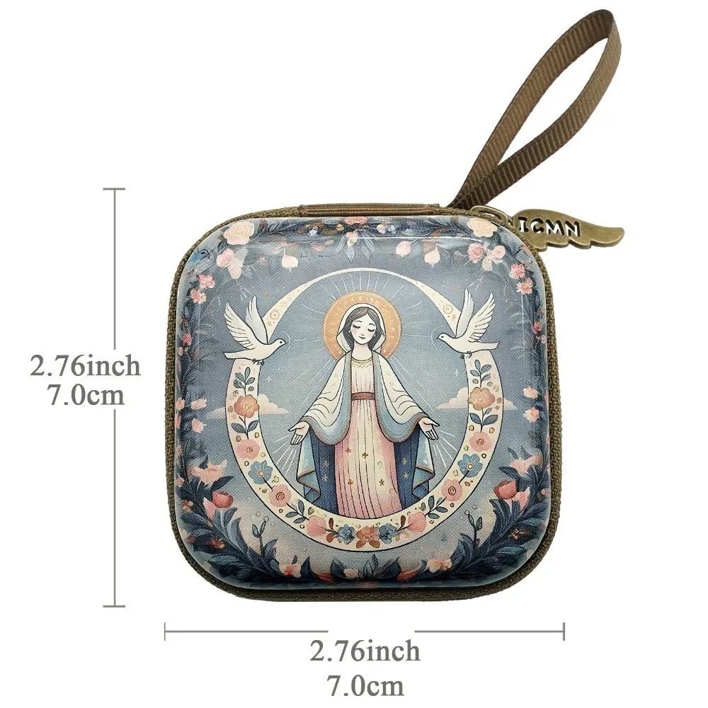 Virgin Mary Rosary Storage Bag – Zippered Christian Gift Box
