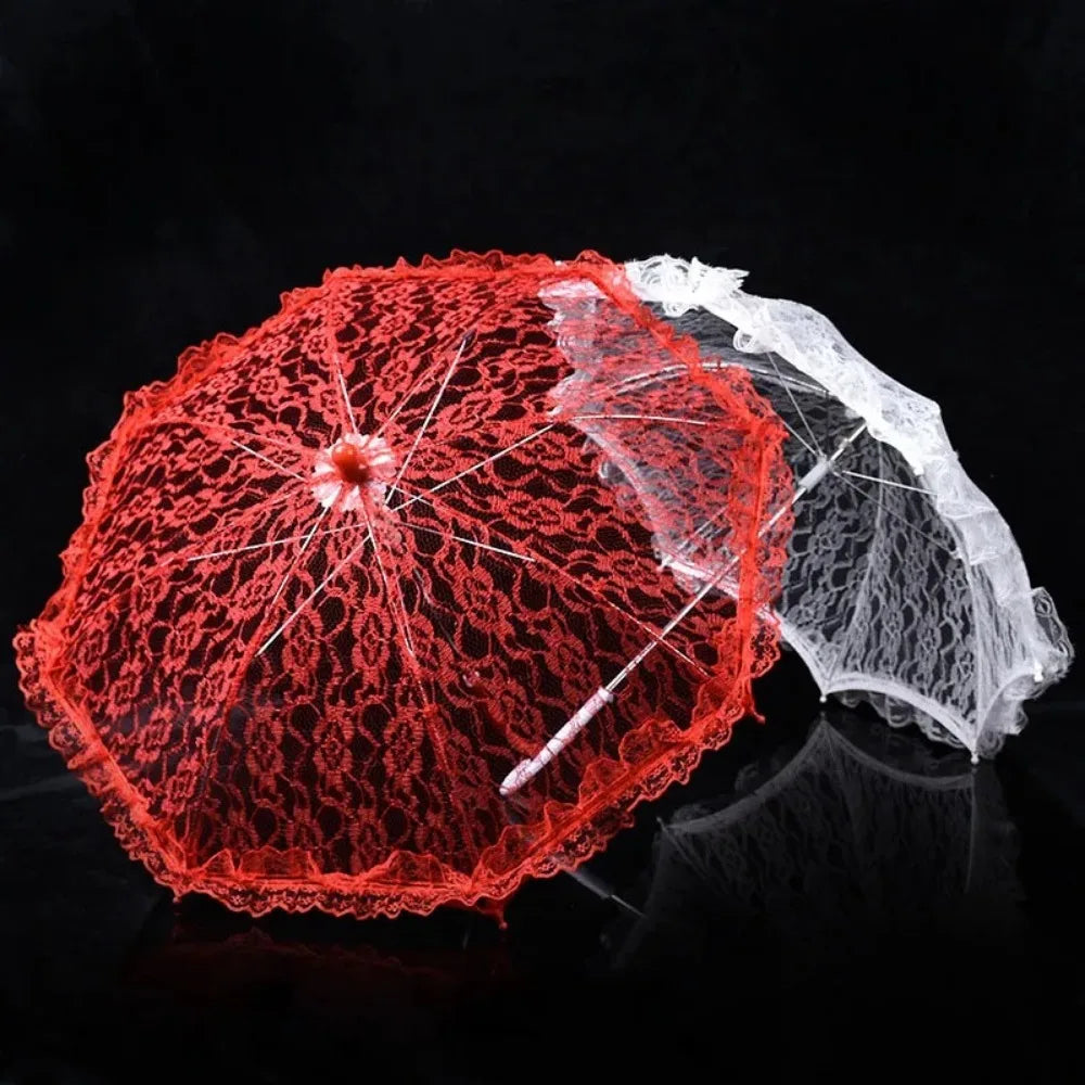 Vintage Lace Wedding Umbrella Mini Bridal Parasol Stage Prop Decorative Lace Parasol Nixie