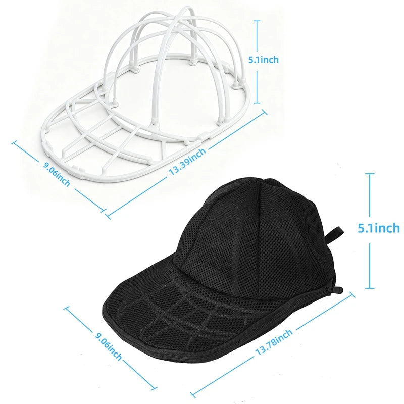 Baseball Cap Washer Cage & Mesh Bag | Anti-Deformation Hat Cleaner Hat Washer Cage Nixie 2Pcs-white B