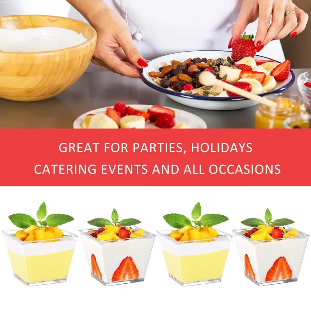 10pc Clear Disposable Plastic Mousse & Dessert Cups BPA-Free Disposable Dessert Cups Nixie