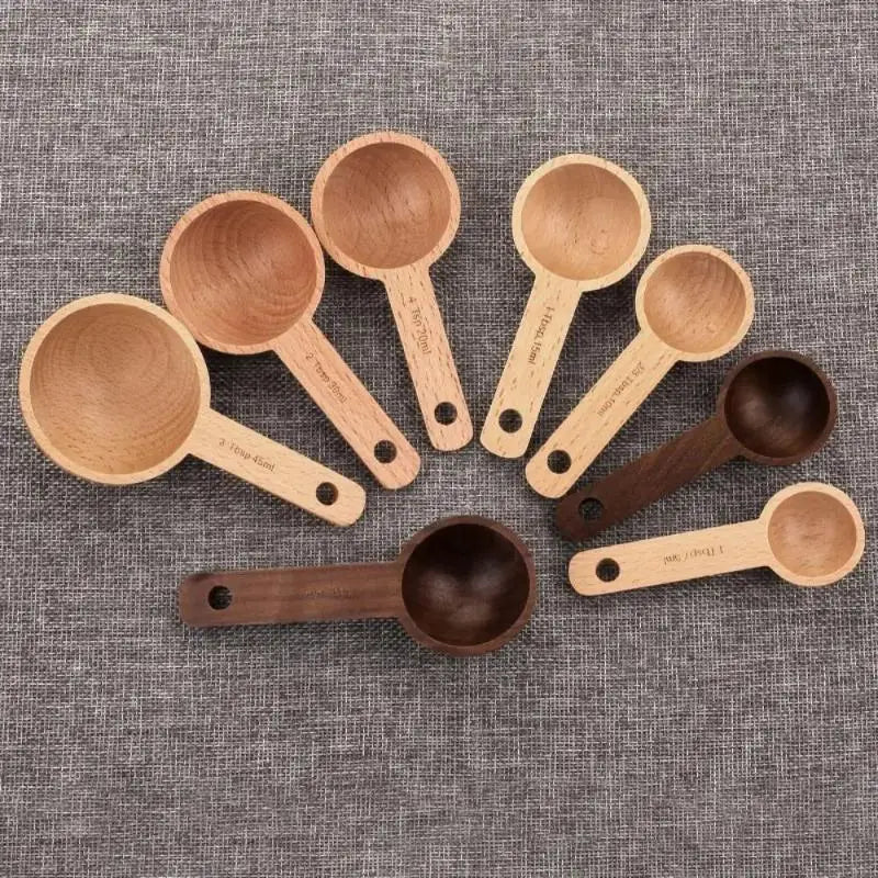 Wooden Measuring Spoon 7.5–45ML Beech Walnut Kitchen Tool