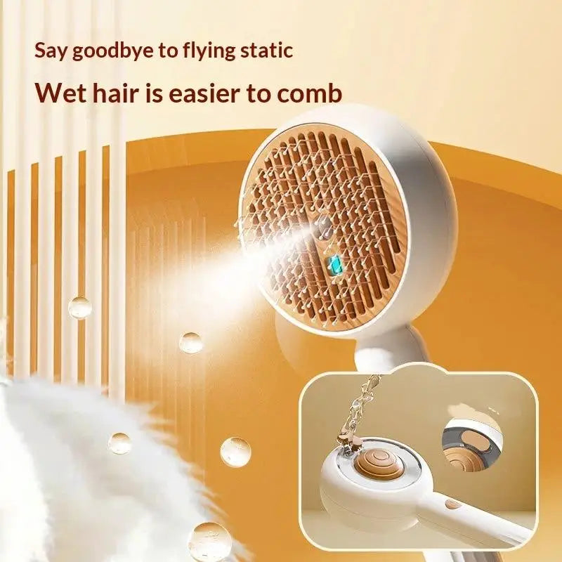 3-in-1 Pet Steam Grooming Brush | 30ml Tank, 35-Min Mist