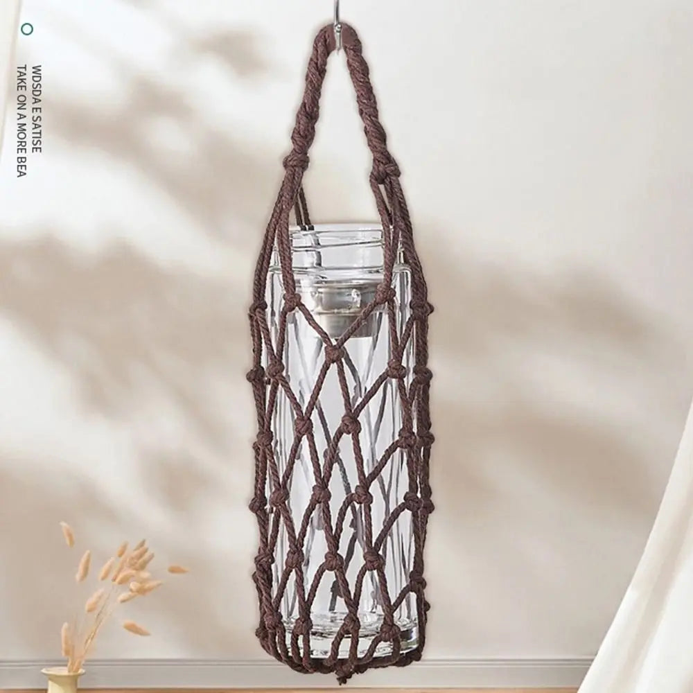 Hand Woven Cotton Rope Water Bottle Sleeve | Hanging Cup Cover Bottle Sleeve Nixie