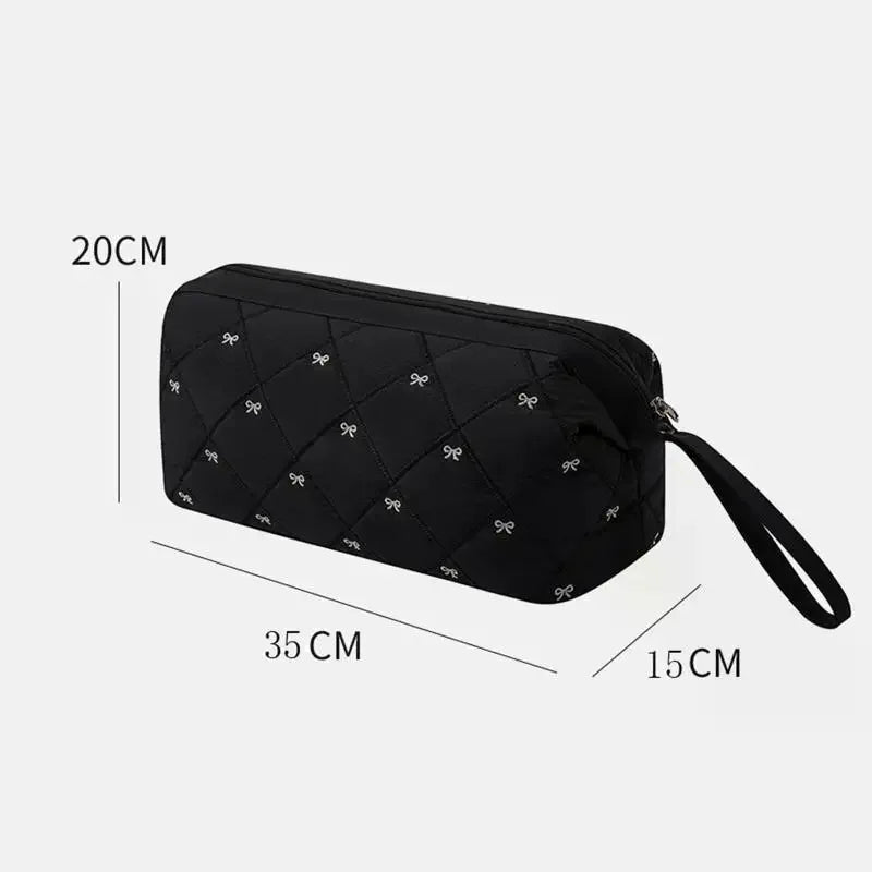 Quilted Hair Dryer Bag – Bow Embroidery Travel Storage Organizer Hair Tool Storage Bag Nixie