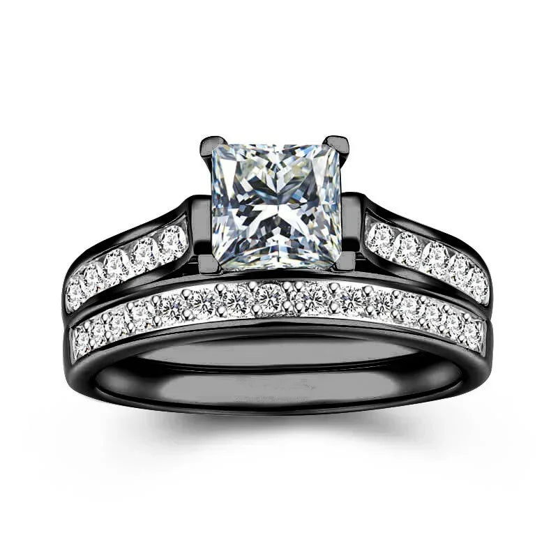 Women's Silver-Plated Bridal Band Ring Set | Sizes 6–10 Bridal Ring Set Nixie
