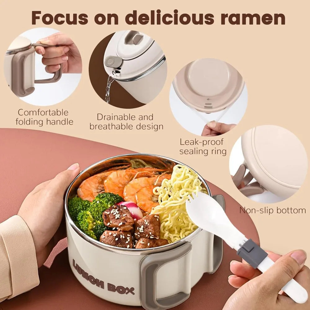 Nixie Lidded Ramen Bowl | Stainless Steel Microwave Lunch Box Microwave Ramen Bowl Nixie