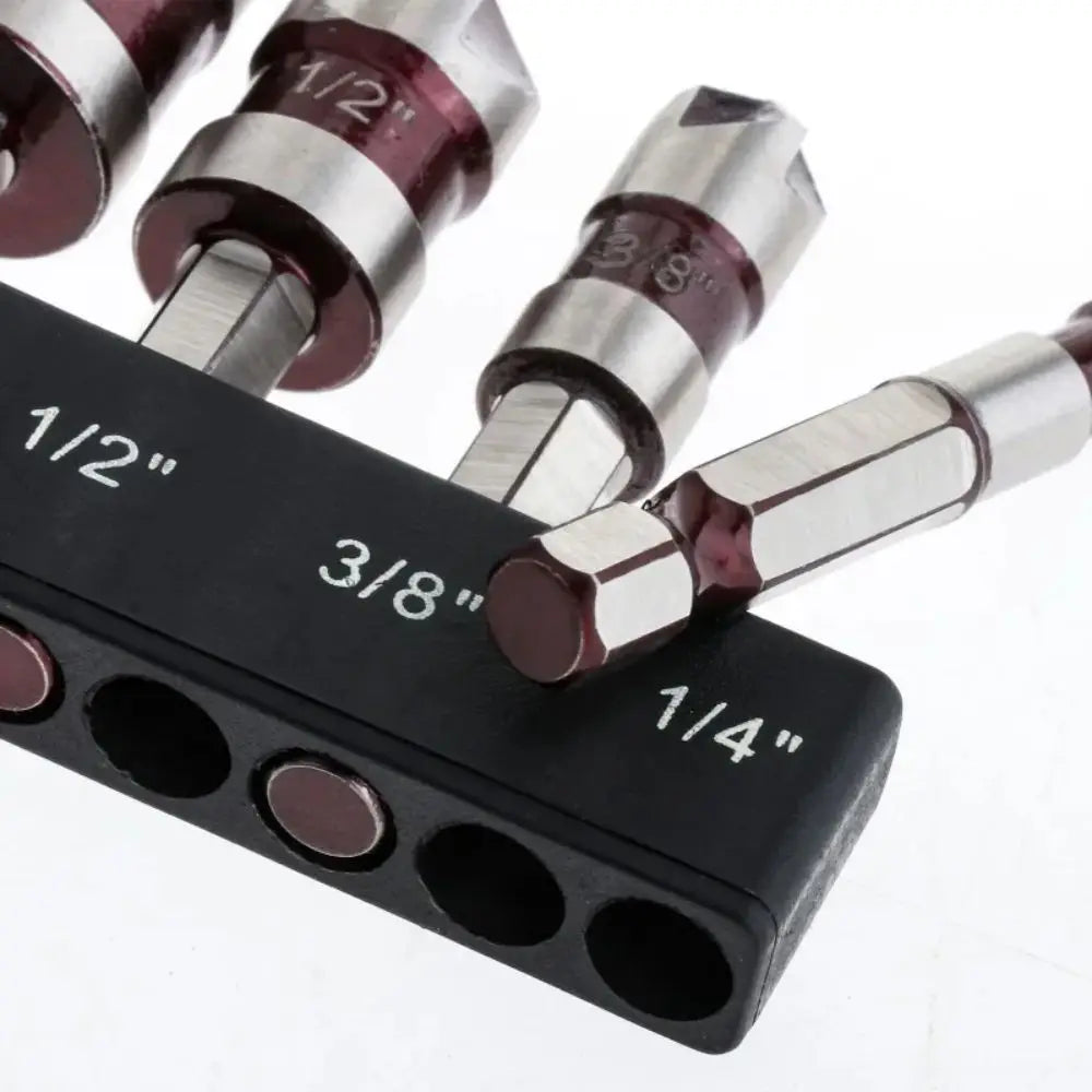 5-Piece Countersink Drill Bit Set | 1/4"–3/4" Hex Shank Countersink Drill Bits Nixie