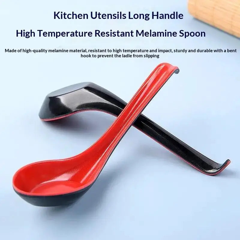 2pcs Japanese Ramen Soup Spoons Long Handle Melamine Drop-Resistant Soup Spoons Nixie