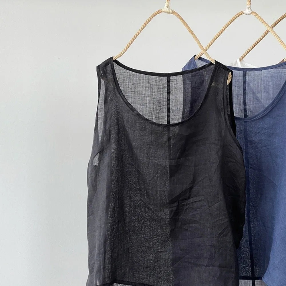 Women's Cotton Linen Sleeveless Vest – Loose Fit Tank Top Women's Tank Top Nixie