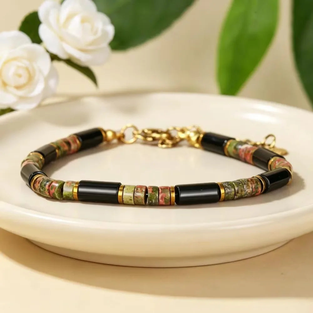 Natural Turquoise & Lapis Lazuli Square Tube Bracelet | Stackable