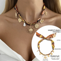 Bohemian Scarf Necklace – Flower, Starfish & Shell Pendant Scarf Pendant Necklace Nixie 7
