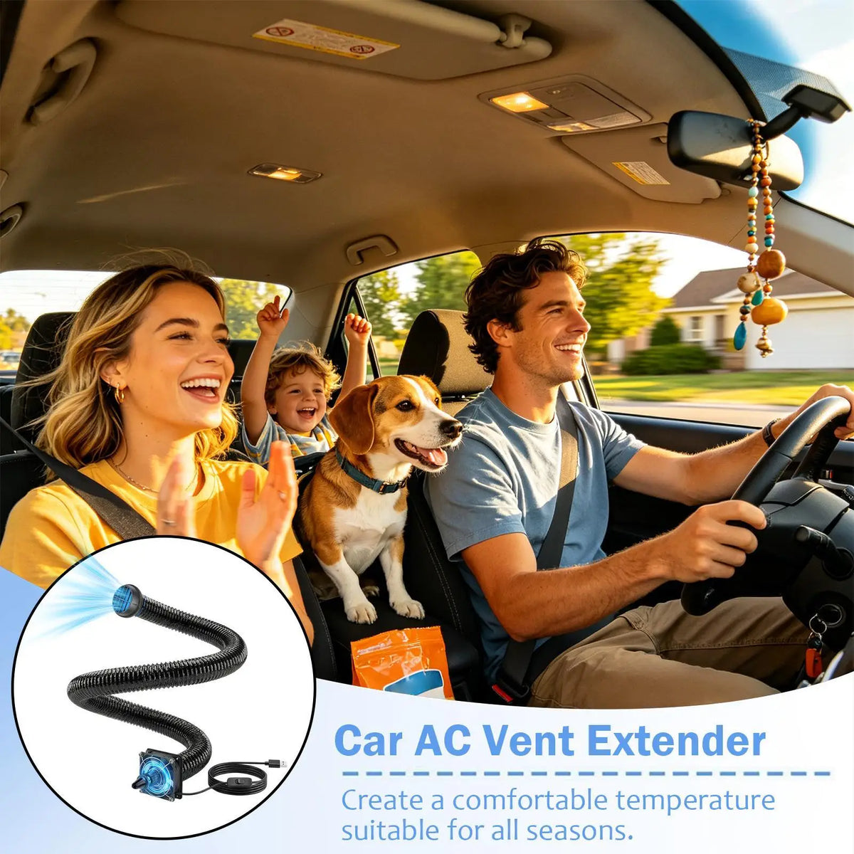 Car AC Vent Extender – Foldable Rear Seat Air Duct Adapter Car AC Vent Extender Nixie