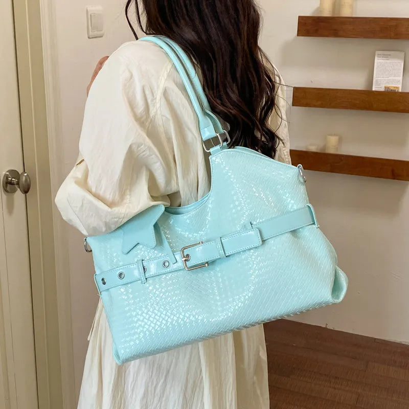 Nixie Morning 8 Large Capacity Soft Leather Tote Bag Women Women's Tote Bag Nixie blue