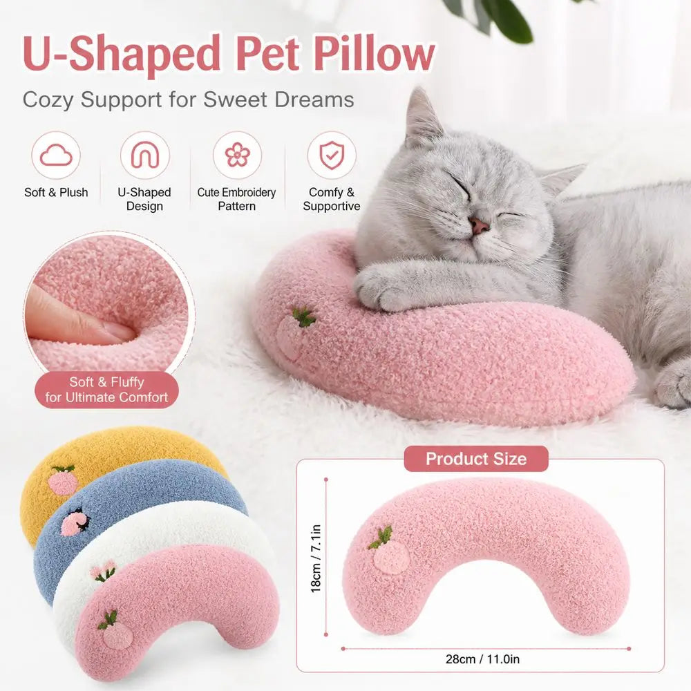 U-Shaped Plush Pet Pillow – Soft Sleeping Mat for Cats & Dogs Pet Sleeping Pillow Nixie