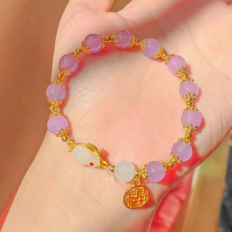 Vintage Imitation Hetian Jade Beaded Bracelet | Women's Gift