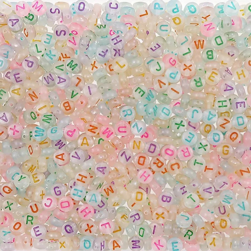 50pcs Letter Acrylic Beads 8x9mm Matte Luminous DIY Jewelry Making Jewelry Making Beads Nixie