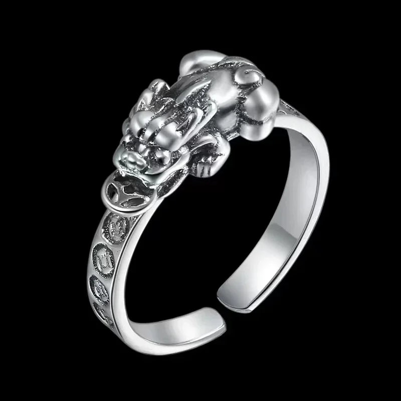 Feng Shui Pixiu Good Luck Ring – Men's Punk Silver Jewelry Fashion Ring Nixie