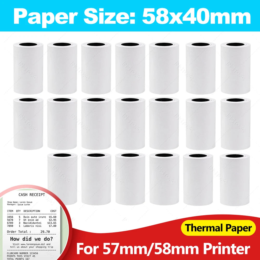 58x40mm Thermal Paper Rolls for Kids Pocket Photo Printer Refill