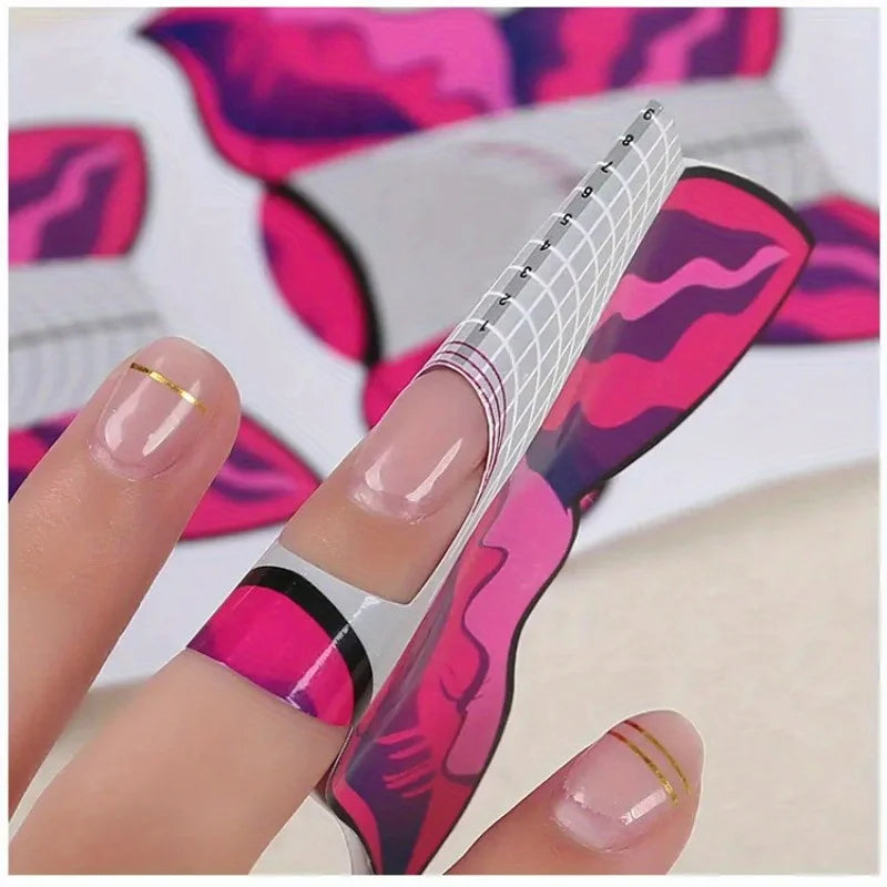 50Pcs Nail Forms French Tips UV Gel Extension Paper Molds Nail Extension Forms Nixie