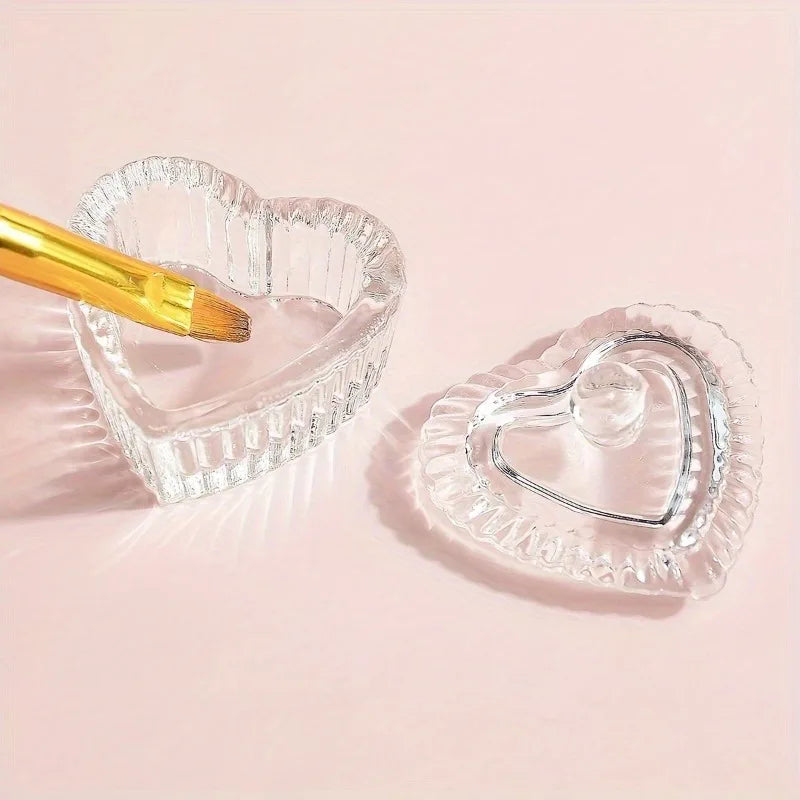 Crystal Glass Heart Dappen Dish – Nail Acrylic Powder Cup Nail Dappen Dish Nixie