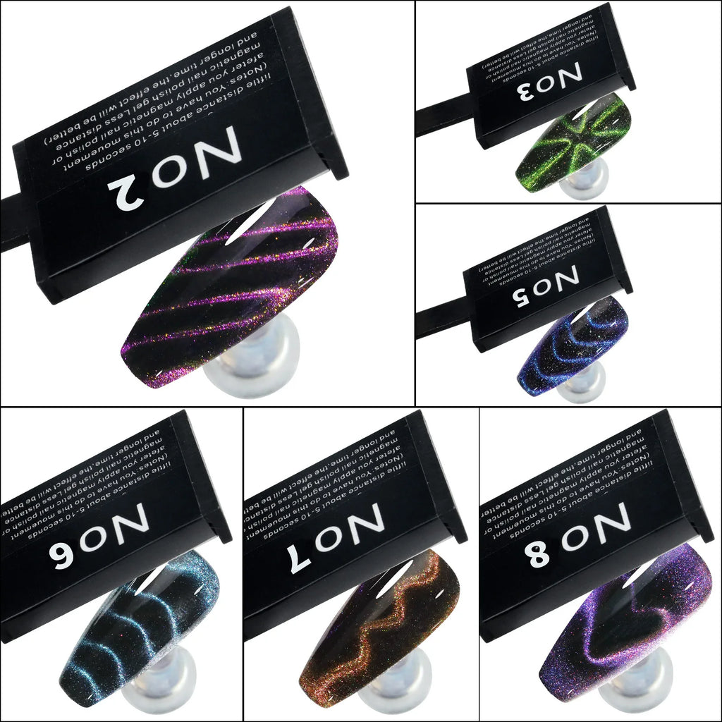 6Pcs Cat Eye Nail Magnet Set – 3D Holographic Sheets | Nixie Nail Art Magnet Set Nixie