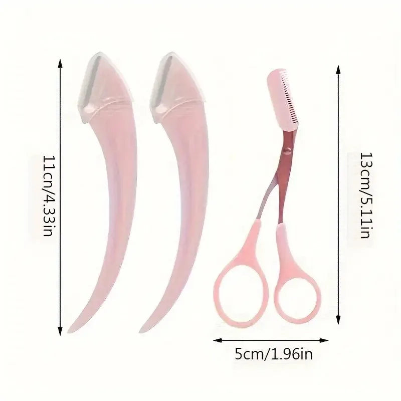 Eyebrow Trimmer Set – Curved Razor, Scissors & Comb | Nixie