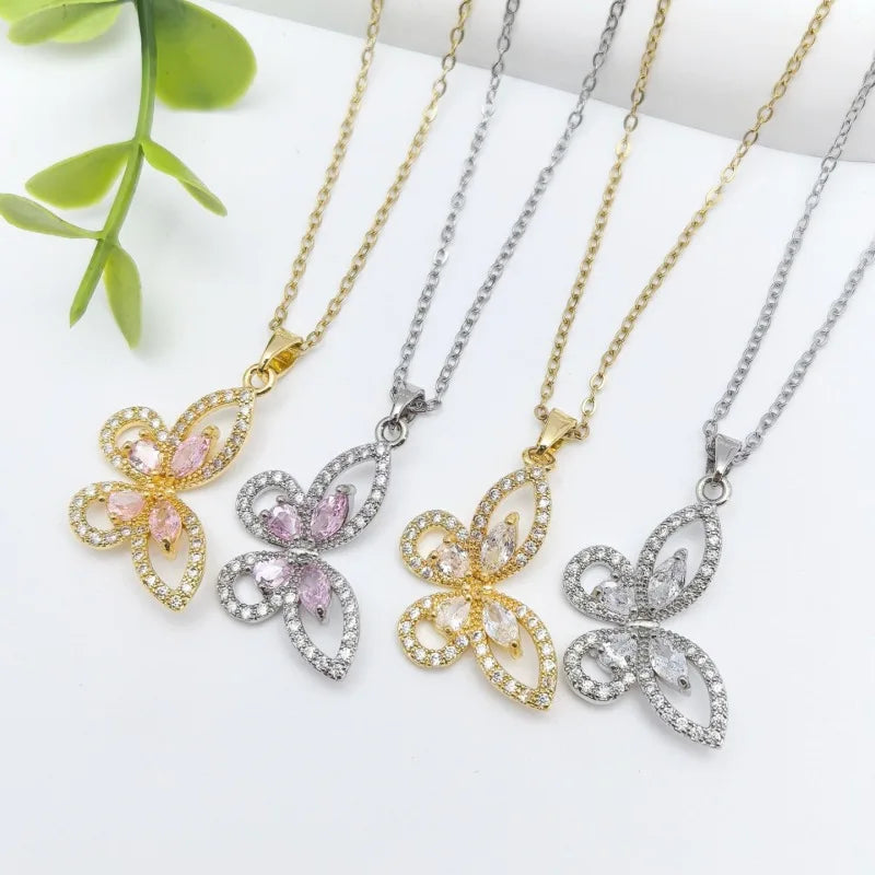 Butterfly Pendant Necklace Women | Stainless Steel Clavicle Chain Pendant Necklace Nixie