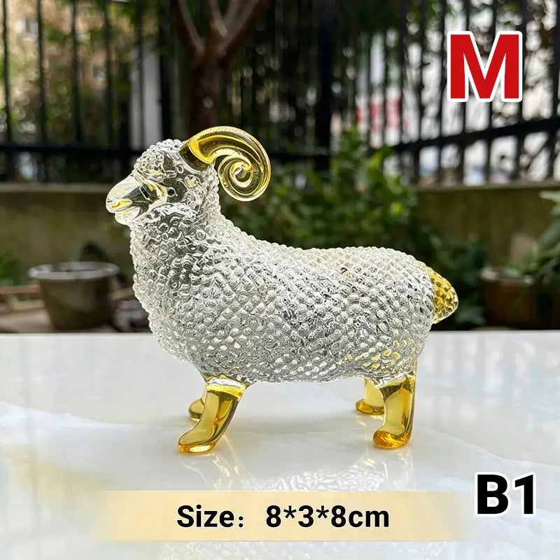 Crystal Sheep Figurine 2027 Zodiac Statue Home Décor Ornament