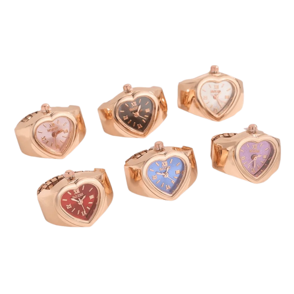 Retro Heart Shape Ring Watch – Stainless Steel Quartz Clock Ring Watch Nixie