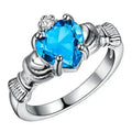 Silver Blue Zircon Crown Claddagh Ring – Sizes 6–10 Fashion Ring Nixie WHITE 4