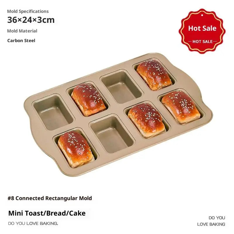 8-Cavity Non-Stick Mini Loaf Pan | Carbon Steel Baking Tray Mini Loaf Baking Pan Nixie