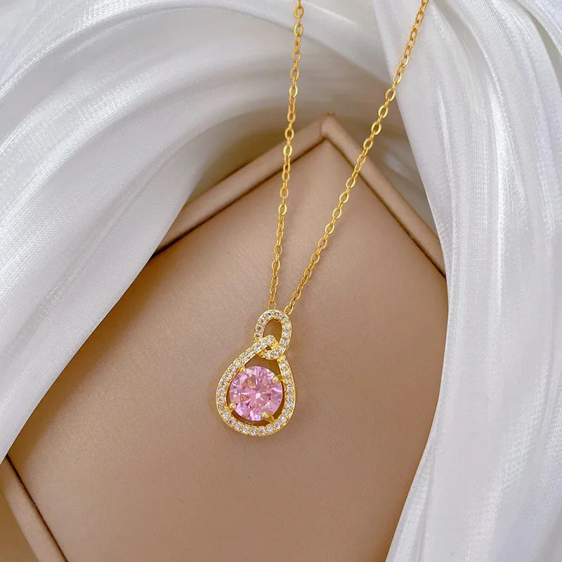 Waterdrop Pendant Necklace Gold Stainless Steel Clavicle Chain Pendant Necklace Nixie