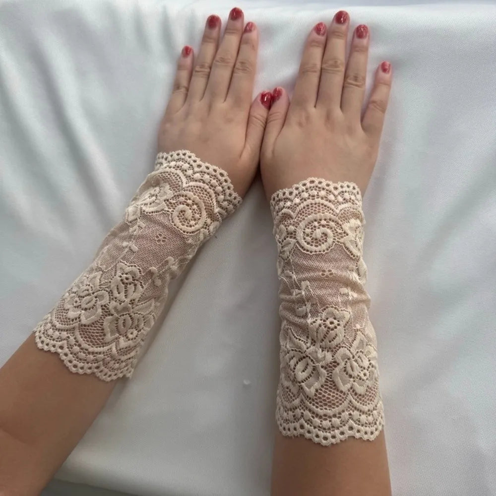 Embroidered Lace Detachable Fake Sleeves | Elastic Wrist Cuffs Lace Arm Warmers Nixie