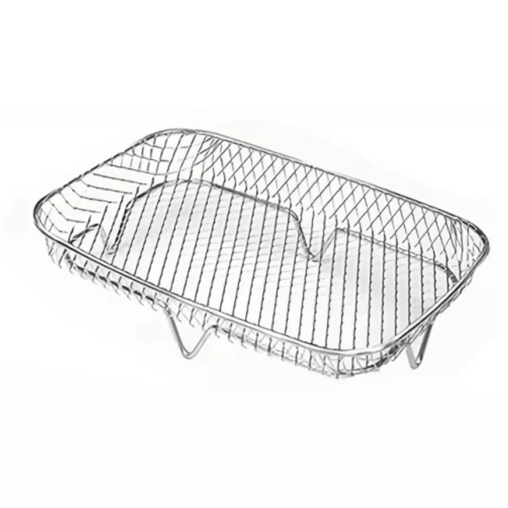 Stainless Steel Air Fryer Rack 1-3 Layer Stackable Grill Basket Air Fryer Rack Nixie Rectangle 1 Layer