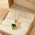 Green Gold Plated Copper Pendant Stainless Steel Necklace