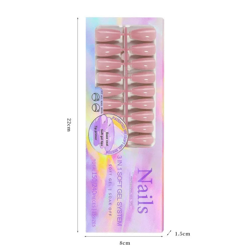 150pcs Press-On Toenails French Square Pink Fake Toe Nails Set Press-On Toenails Nixie