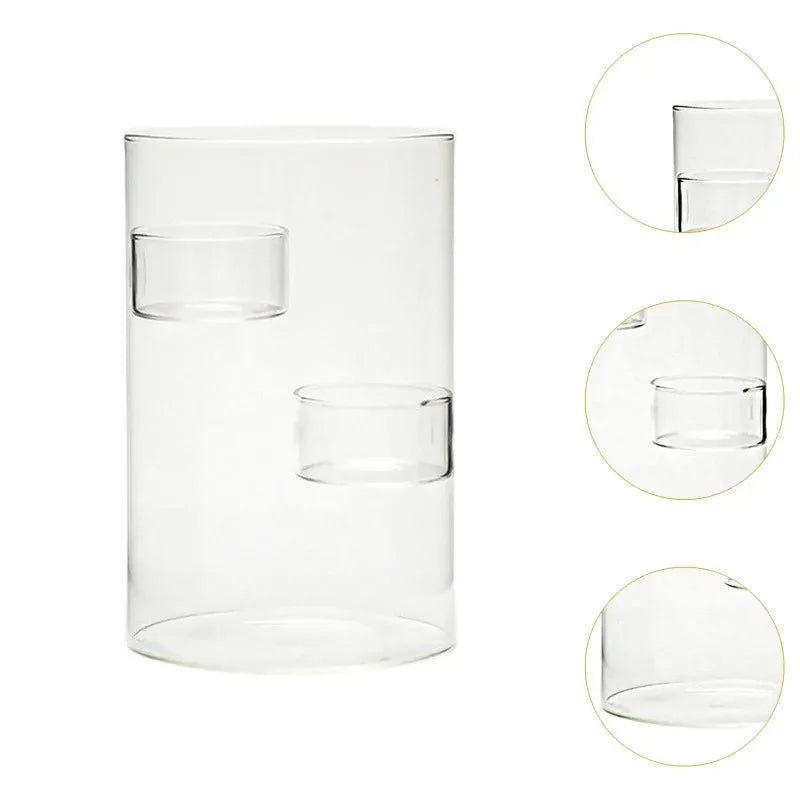Glass Cylinder Candle Holder for Tea Light | Elegant Decor Glass Candle Holder Nixie