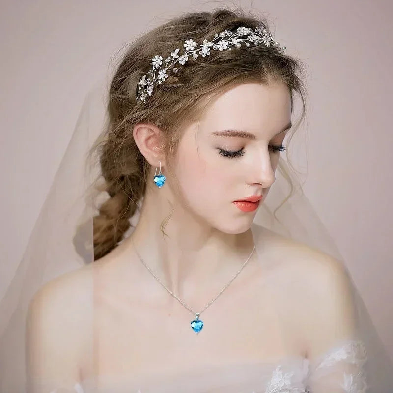 Vintage Heart CZ Necklace & Earrings Jewelry Set for Women Jewelry Set Nixie