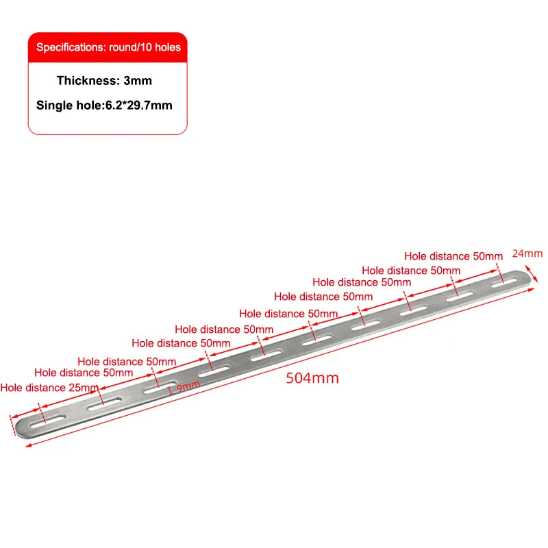 Stainless Steel Flat Corner Bracket Mending Plate for Furniture Corner Bracket Plate Nixie Round 10holes