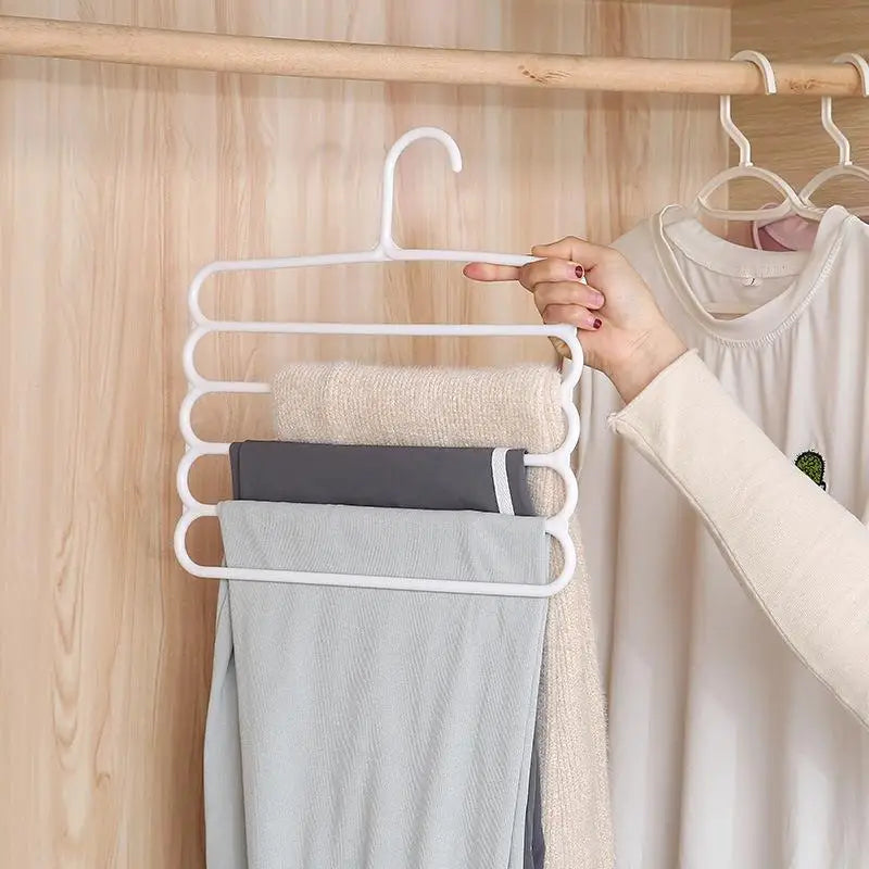 5-Tier Pants Hanger Space-Saving Anti-Slip Closet Organizer Multi-Layer Clothes Hanger Nixie