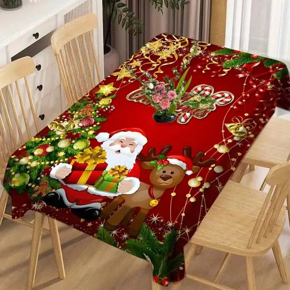 Christmas Rectangle Tablecloth – Reusable Polyester Table Cover